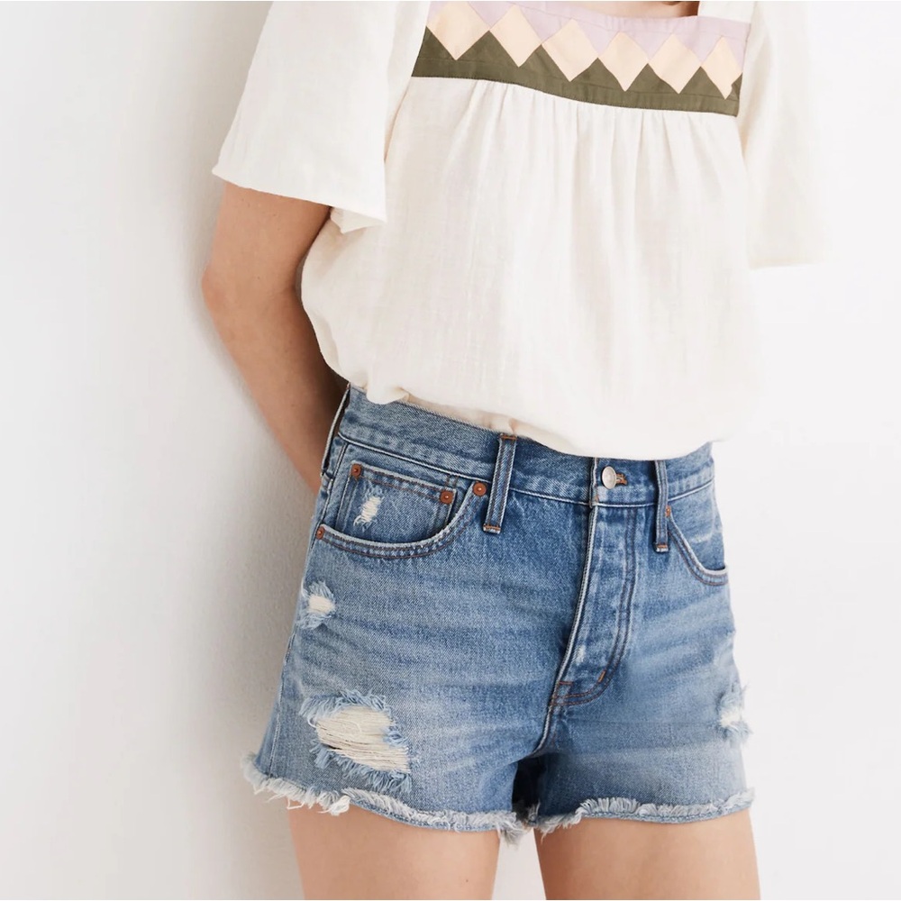 Madewell Relaxed Denim Shorts Homecrest Wash Ripped Edition MC641